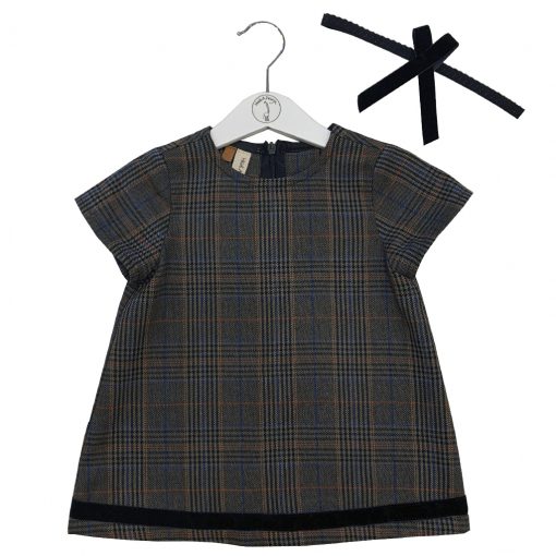 Checked pattern dress with a bow