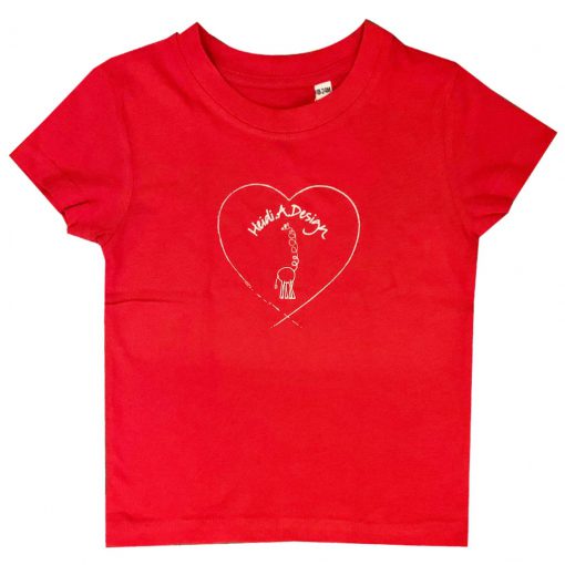 Red t-shirt with heart logo